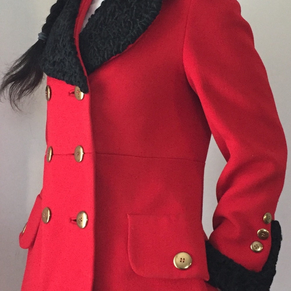 Red Vintage Gus Mayer Faux Wool And Fur Coat